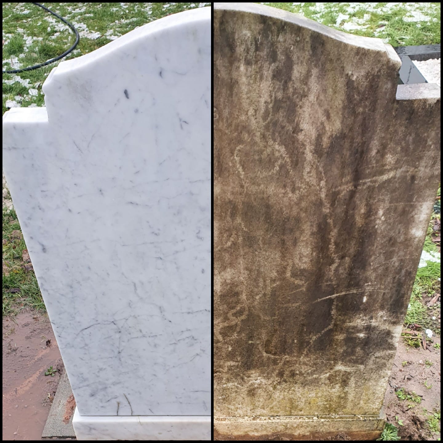 clean marble headstone